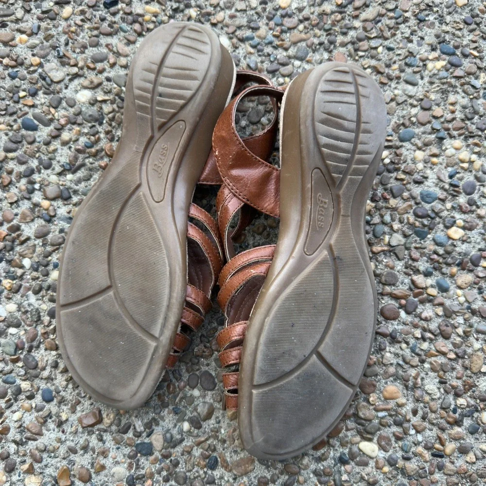 GH Bass Gretta Brown Strappy Slingback Wedge Sandals Womens 7.5‎ M 4128-200